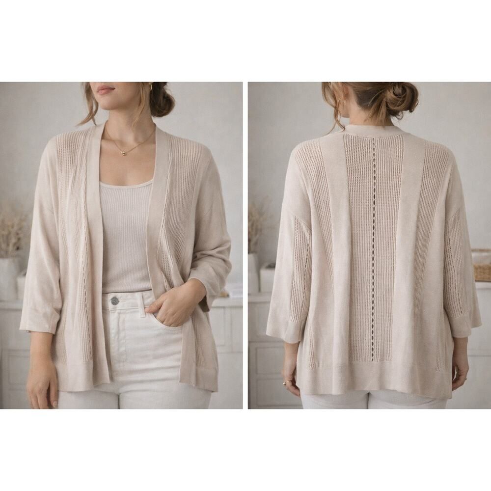 Cyrus 3X Sand Open Front Knit Cardigan Duster NWT Plus Size Clean Girl Neutral